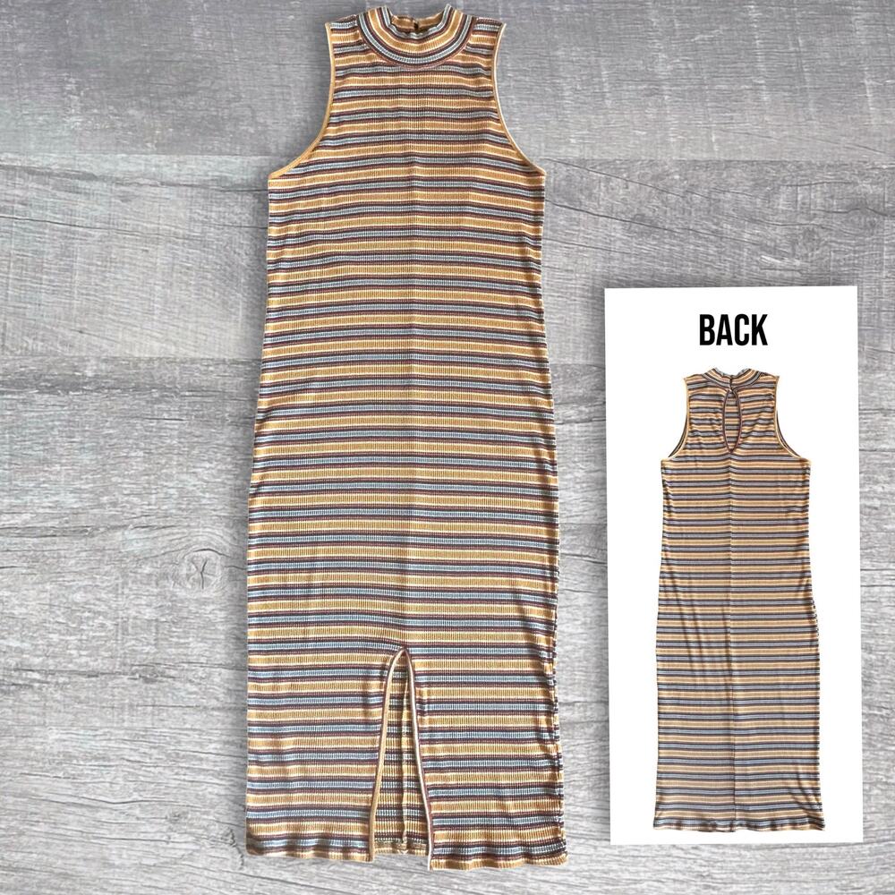 Wild Fable Sleeveless Midi Knit Striped Dress Women XXL Ribbed Bodycon 90s Retro